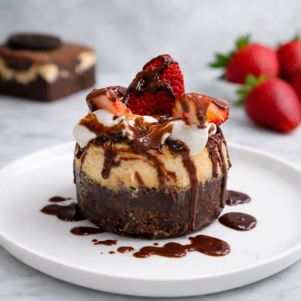 Strawberry Brownie Cheesecake